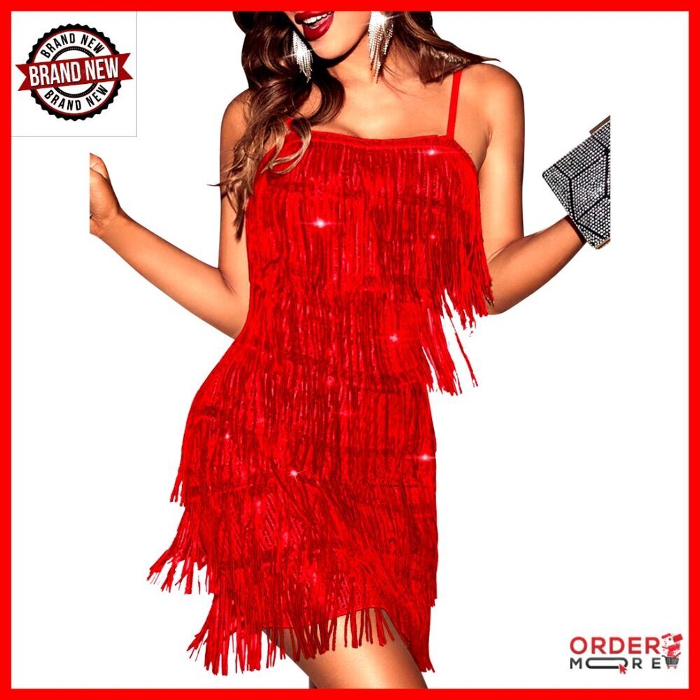 Sequin Fringe Flapper Mini Dress Gatsby 1920s Cocktail Party Prom